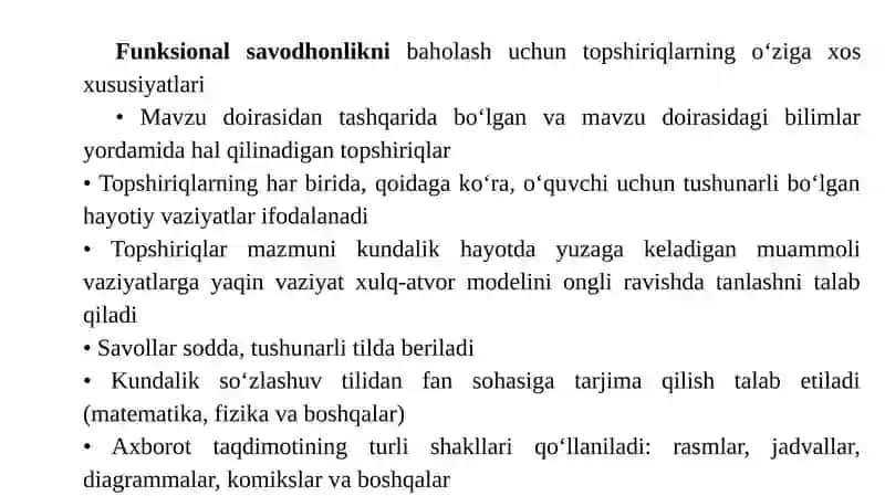 Umumiy o’rta talim maktab o’quvchilari uchun PISA topshiriqlarini tayyorlash va baholash mezonlari 3