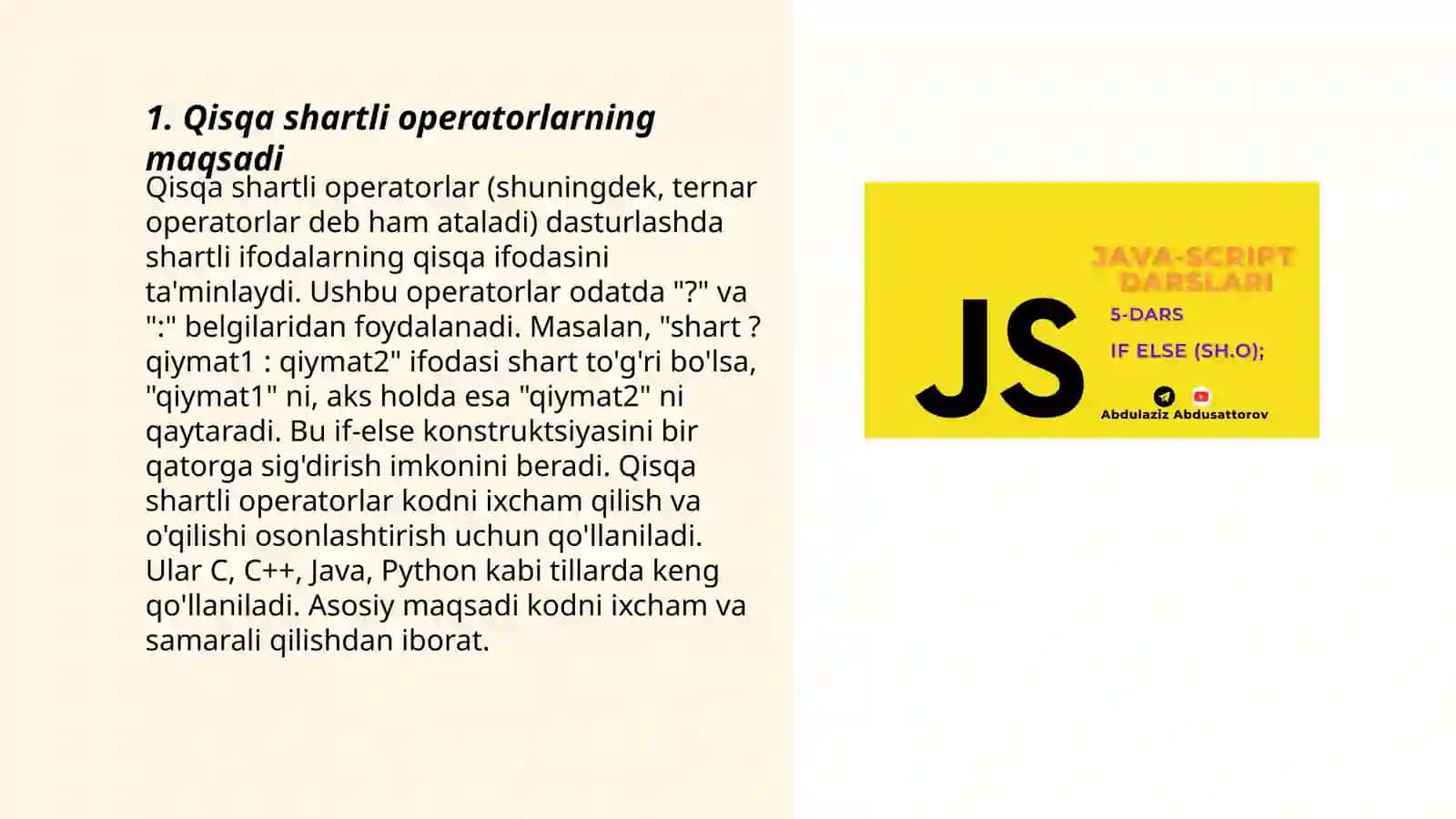 Qisqa shartli operatorlar bilan ishlash 3