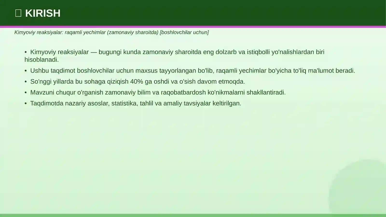 KIMYOVIY REAKSIYALAR Raqamli yechimlar 3