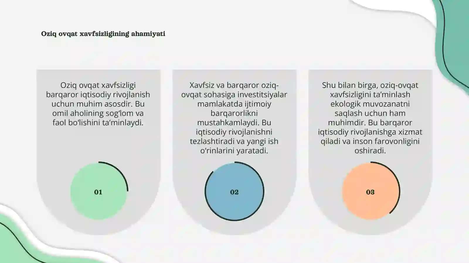 Oziq ovqat xavsizligi va barqaror iqtisodiy osish 3