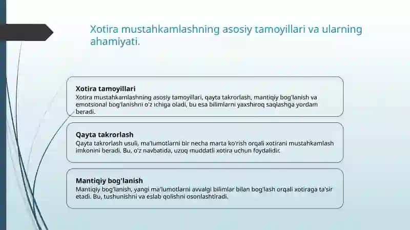 Xotira ma`lumotlarni mustahkamlash yo`llari usullari va vositalari 3