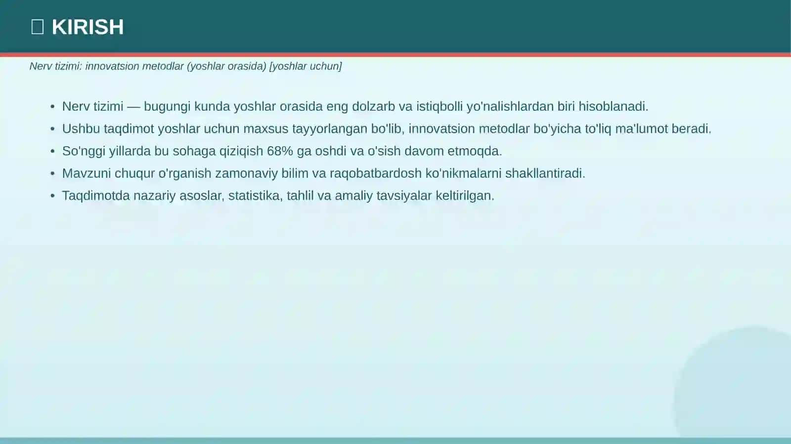 Nerv tizimi: innovatsion metodlar (yoshlar orasida) 3