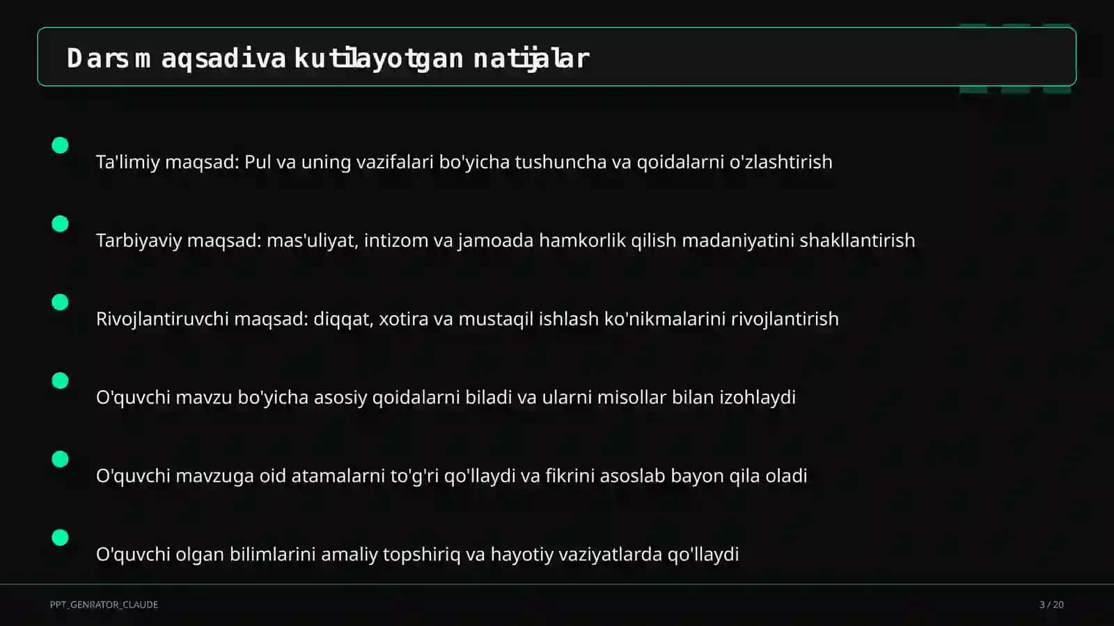 Pul va uning vazifalari (9-sinf) 3