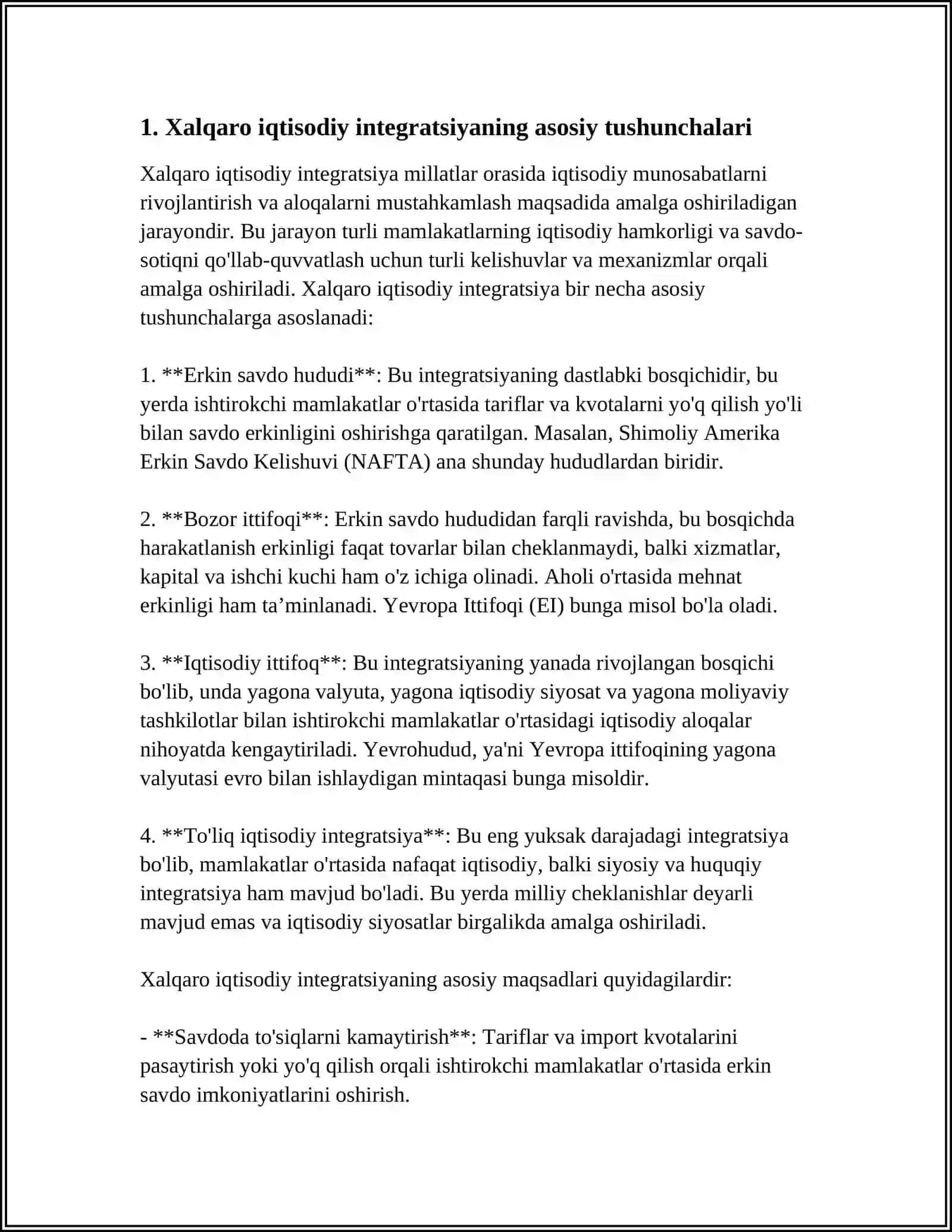 XALQARO IQTISODIY INTEGRATSIYASINING MAZMUNI VA MOHIYATI 3