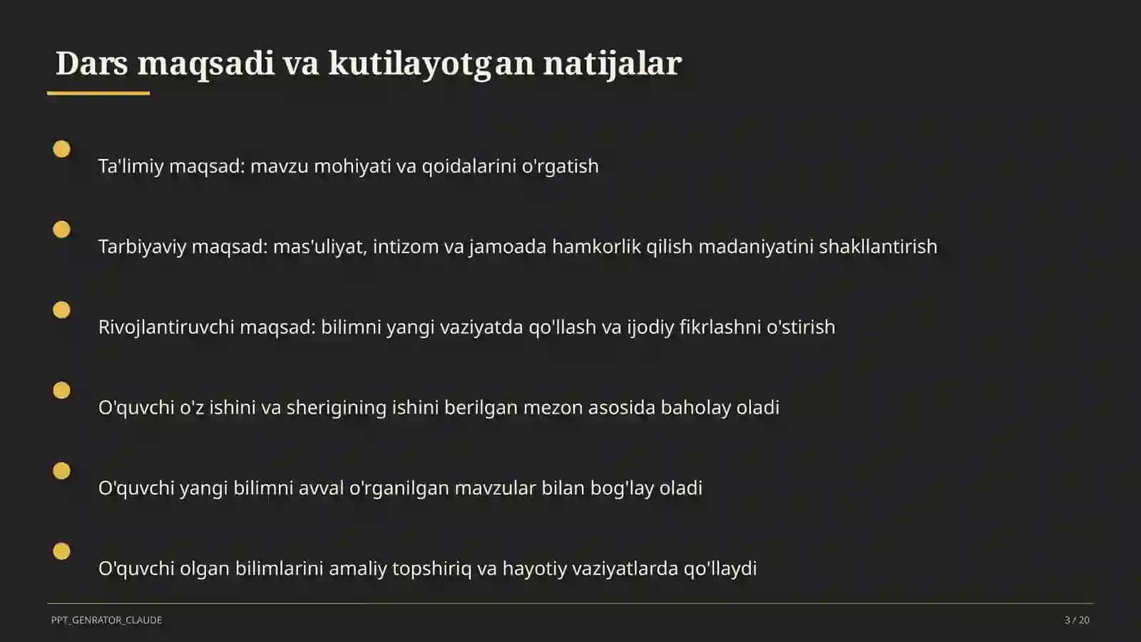 Boshlang'ich sinf: Ona tili va o'qish (1–4) — ochiq dars uchun 3