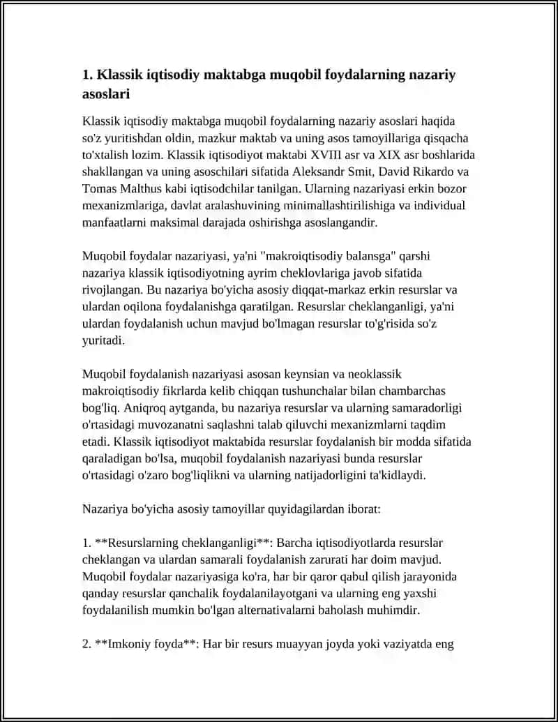 Klassik iqtisodiy maktabga muqobil foydalarning nazariy asoslari 3