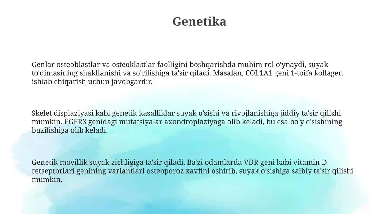 Suyaklarning oʻsishi va rivojlanishiga taʼsir etuvchi omillar 3