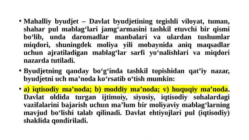 O‘ZBEKISTON RESPUBLIKASI DAVLAT BYUDJETI VA BYUDJET HUQUQI 3