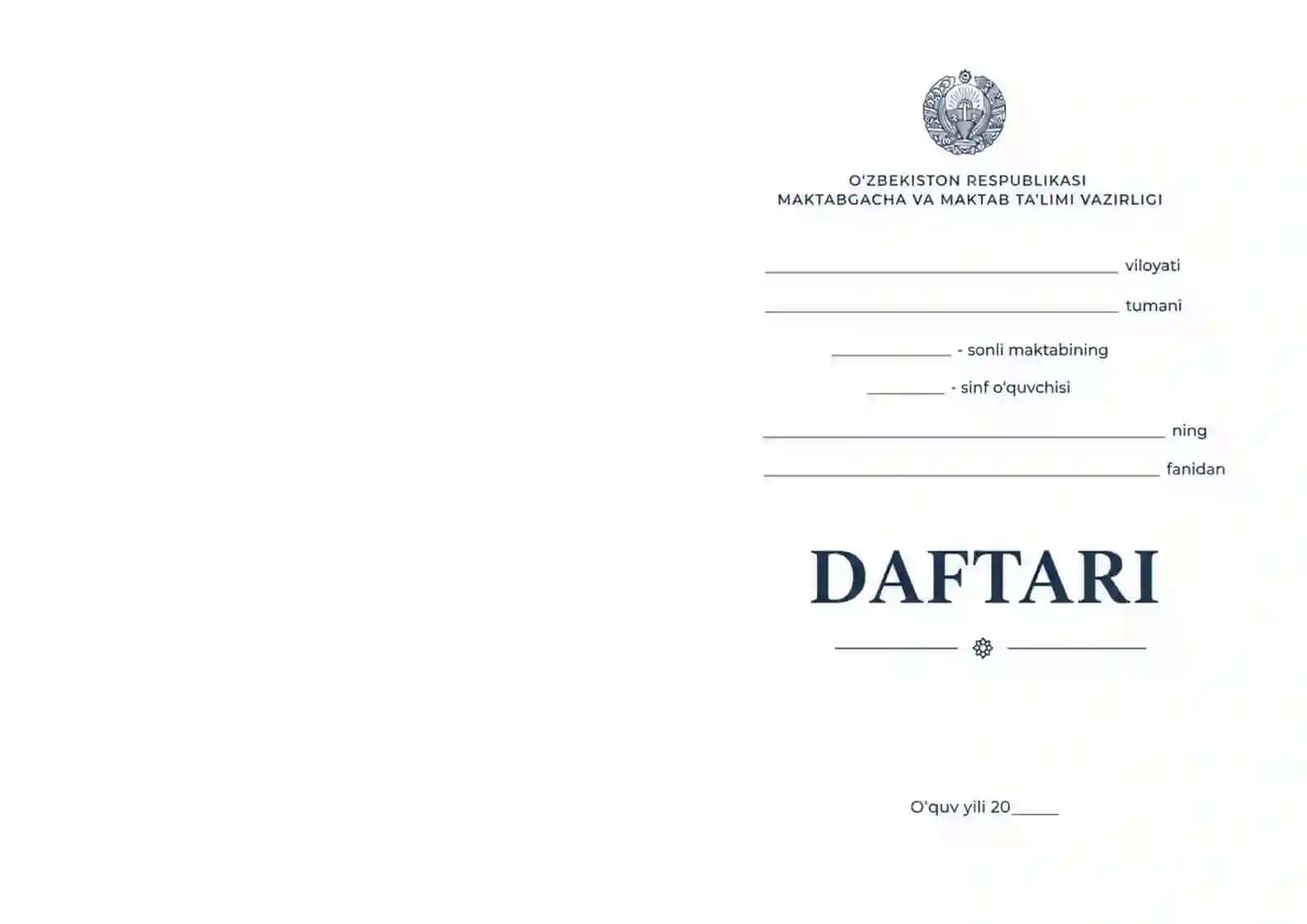Daftar ustiga muqova maktab uchun 9tasi 1tada 3