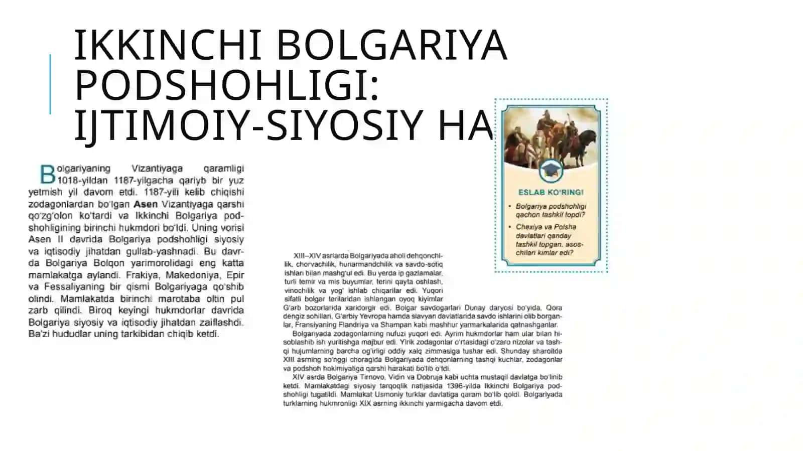 IKKINCHI BOLGARIYA PODSHOHLIGI:IJTIMOIY-SIYOSIY HAYOT 3