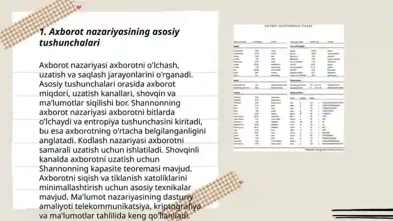 Axborot nazaryasi, axborot turlari xususiyatlari va olchov birliklari 3