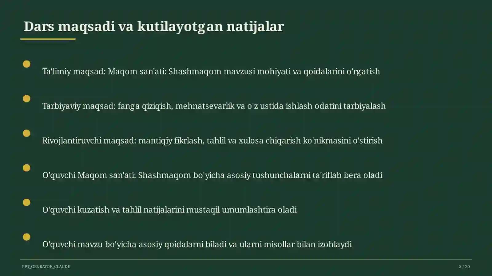 Maqom san'ati: Shashmaqom (5-sinf) 3