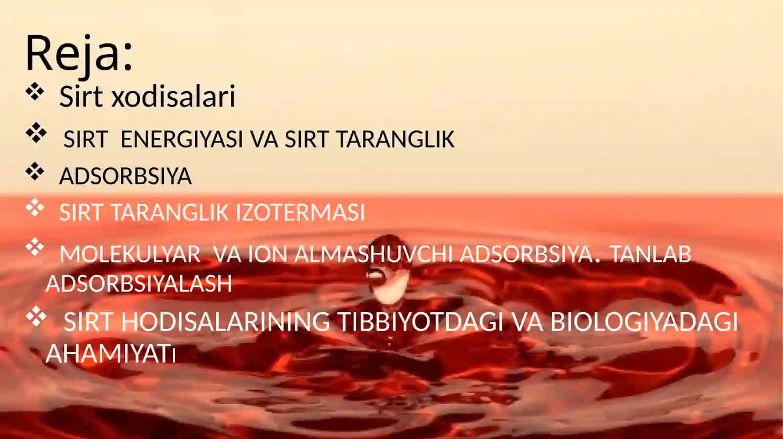 Sirt xodisalar. Adsorbsiya. Xromatografiya 3