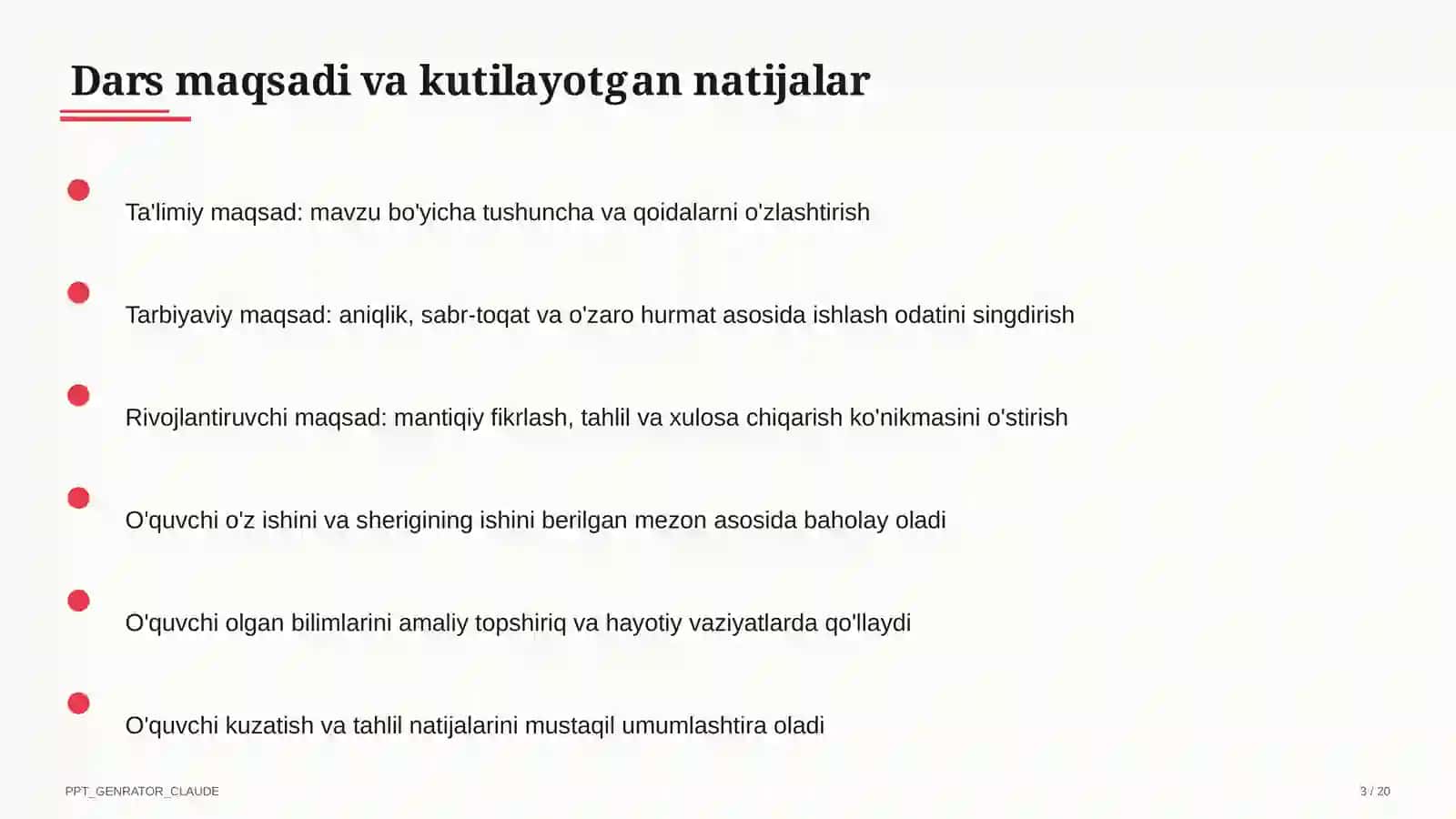 Dars rejasi 3