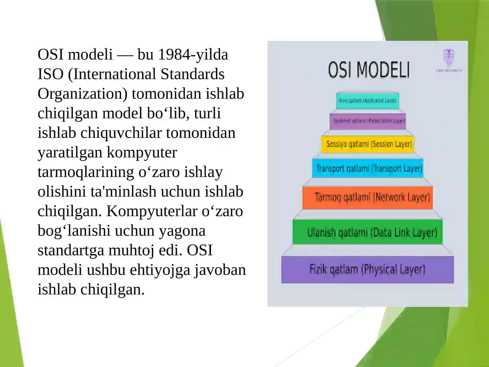 OSI modeli va uning tuzlishi 3