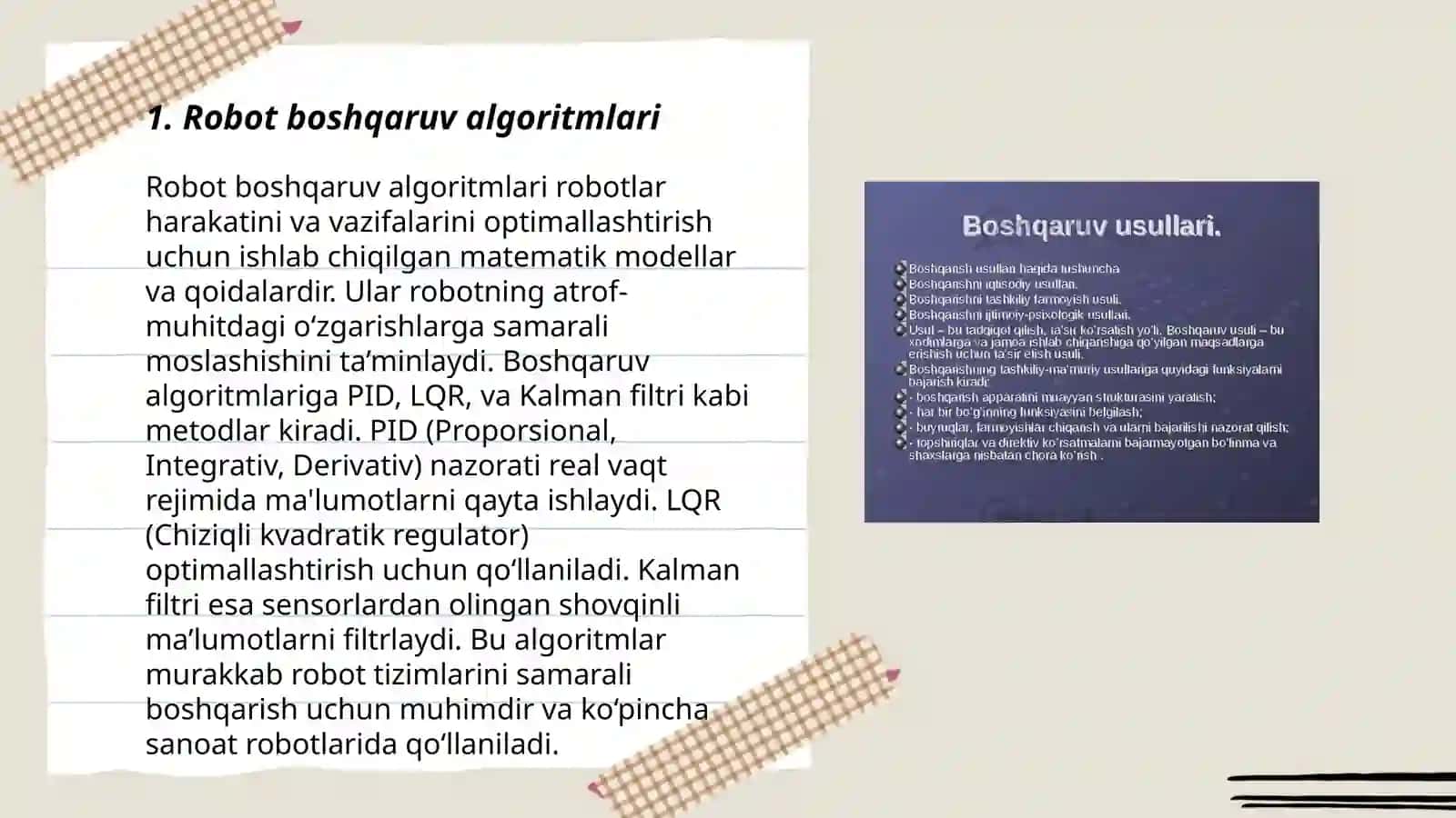 Robot boshqaruv algoritmlari 3