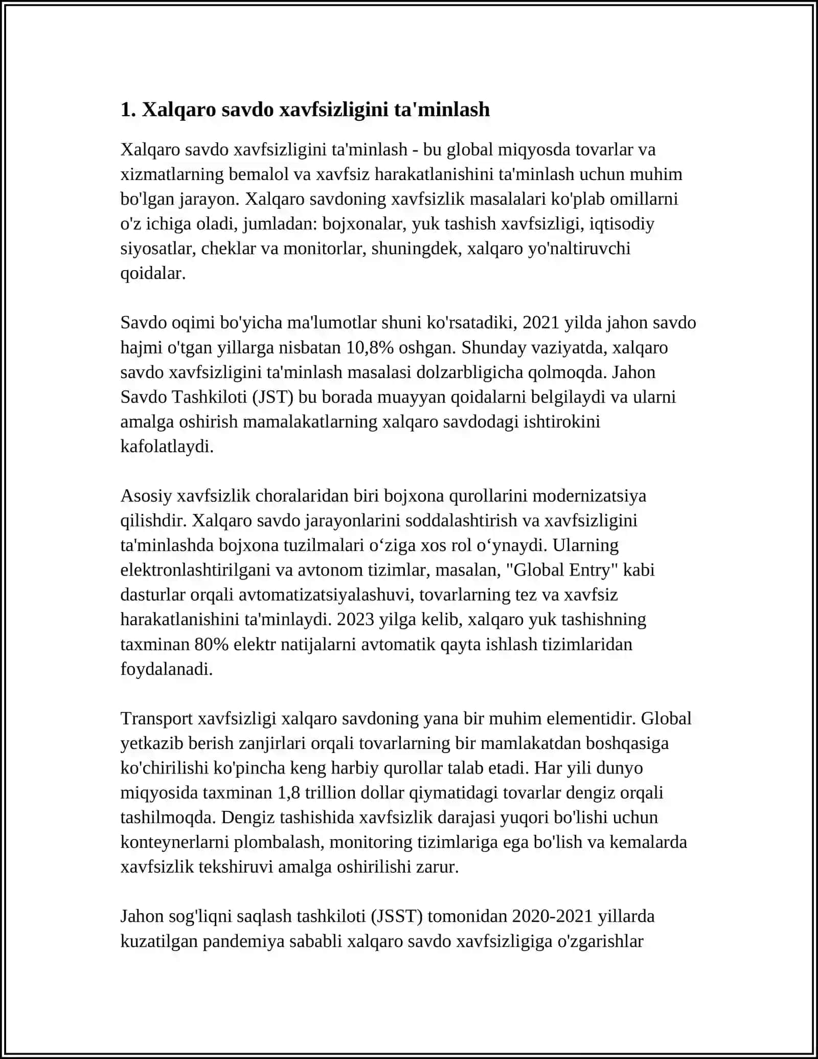 TASHQI IQTISODIY FAOLIYAT SOHASIDA IQTISODIY XAVFSIZLIKNI TA'MINLASH MASALALARI 3