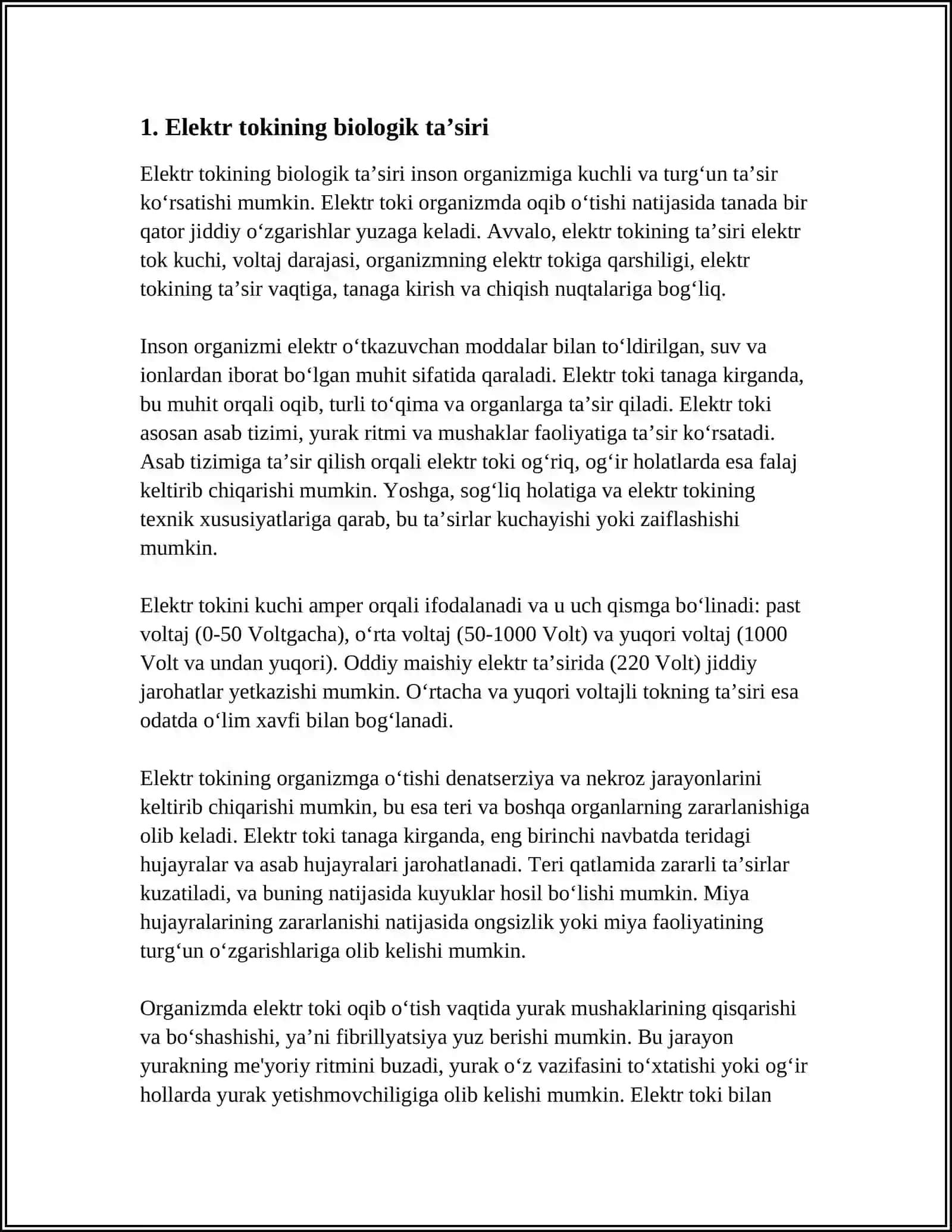 Elektr tokining biologik taʼsiri 3