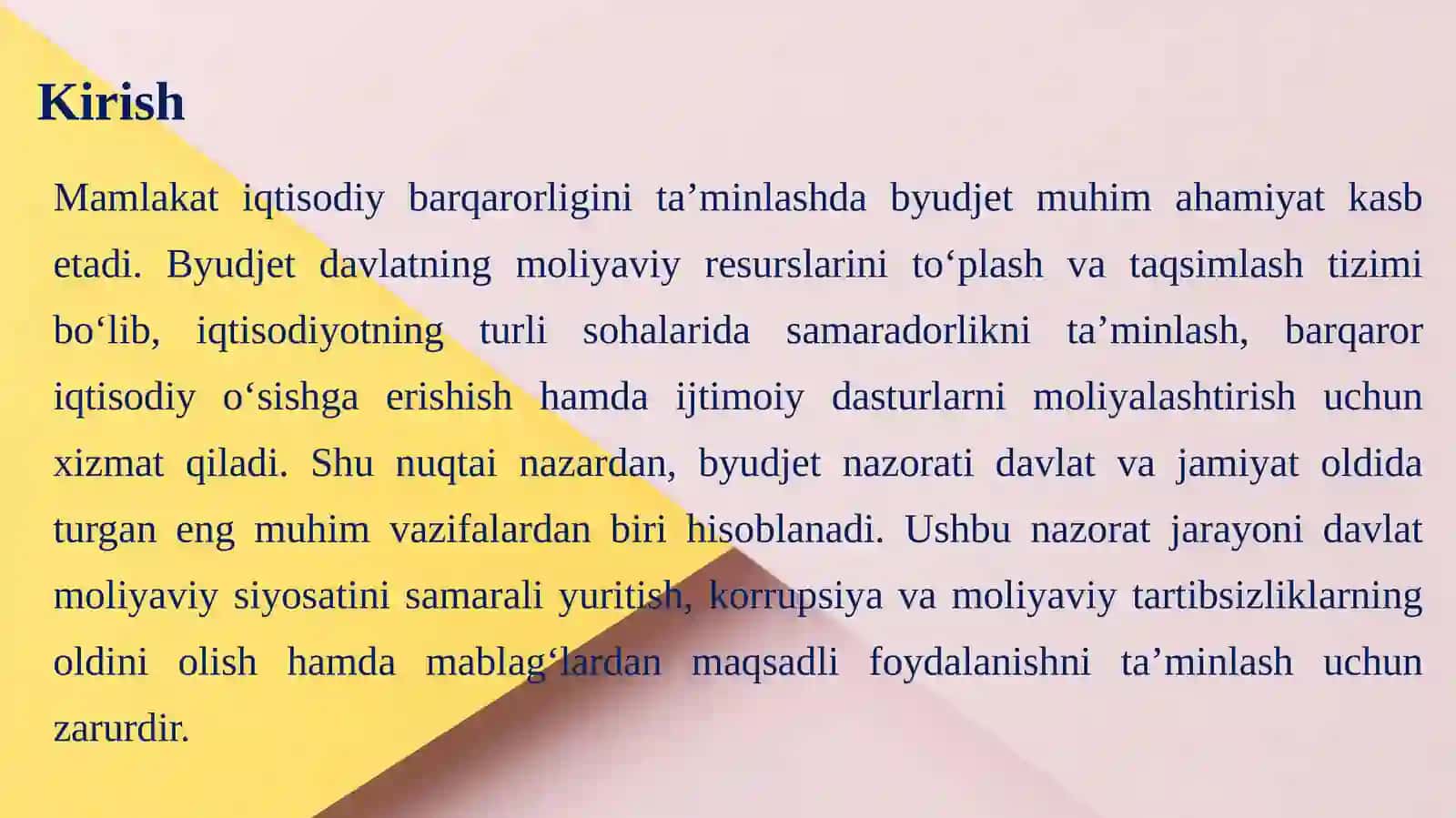 Byudjet nazorati, byudjet nazorati elementlari 3