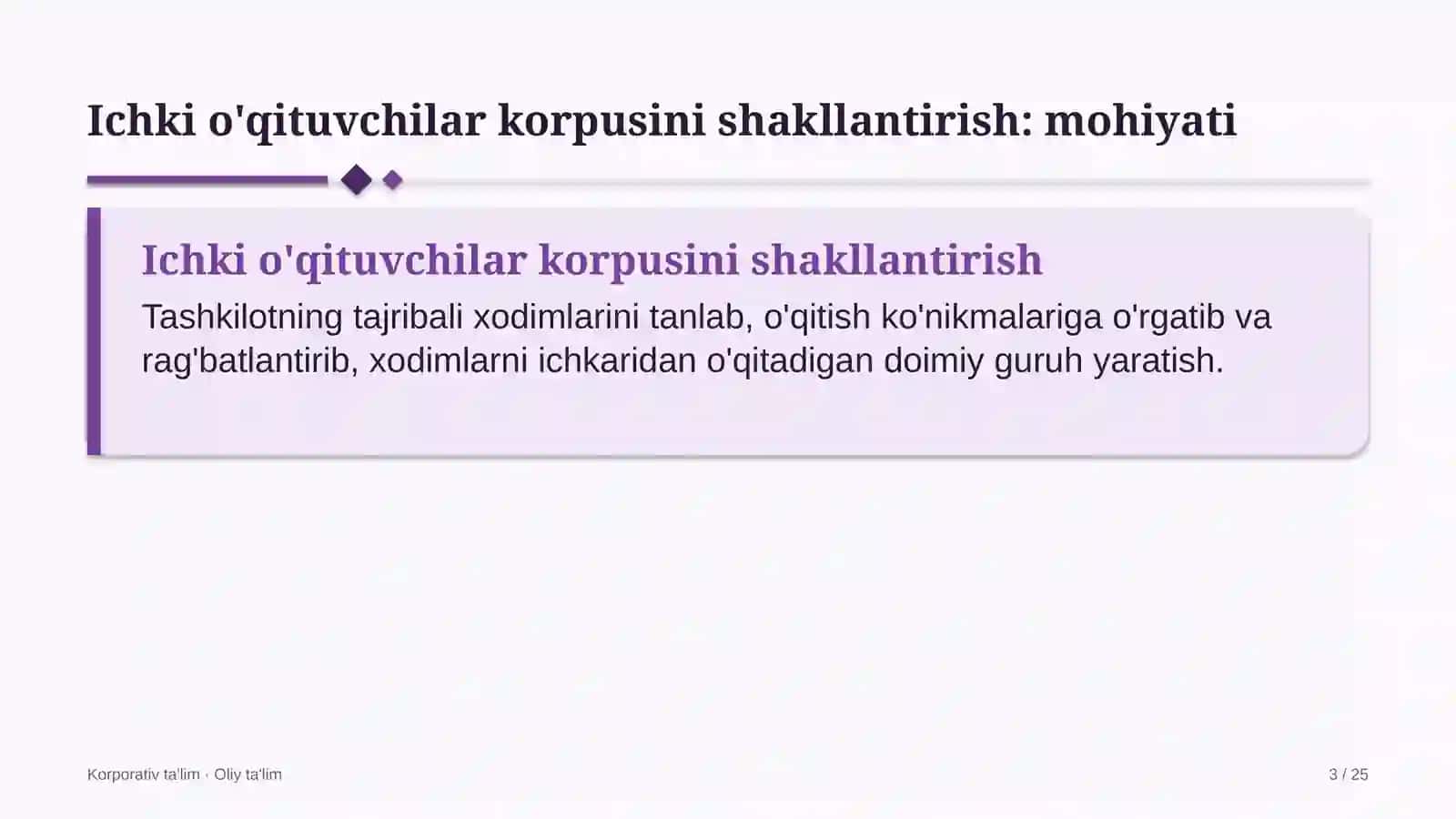 Elektron hukumat tizimida ichki o'qituvchilar korpusini shakllantirish 3