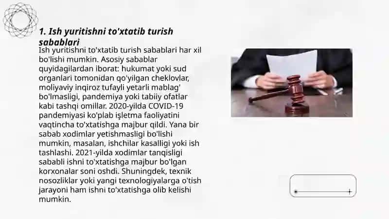 Ish yuritishni to'xtatib turish 3