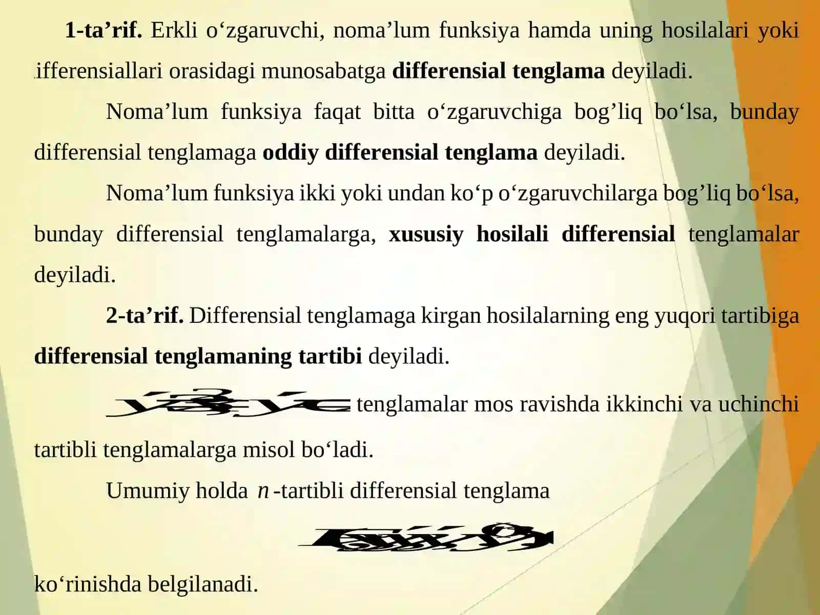 BIRINCHI TARTIBLI VA IKKINCHI TARTIBLI DIFFERENSIAL TENGLAMALAR 3