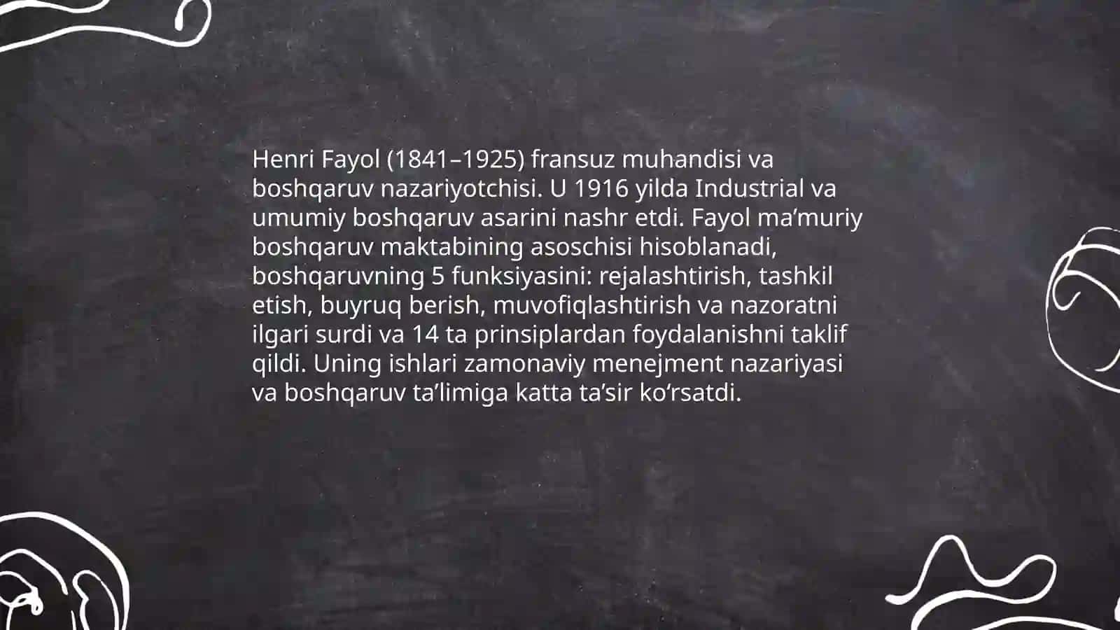 Ma‘muriy boshqaruv maktablari:A.Fayol printsiplari 3