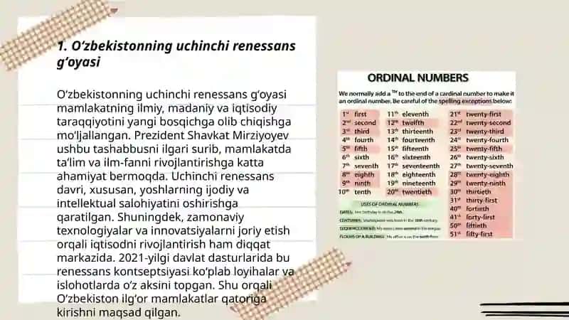 Oʻzbekistonning uchinchi renessansi tomon tutgan yoʻli 3