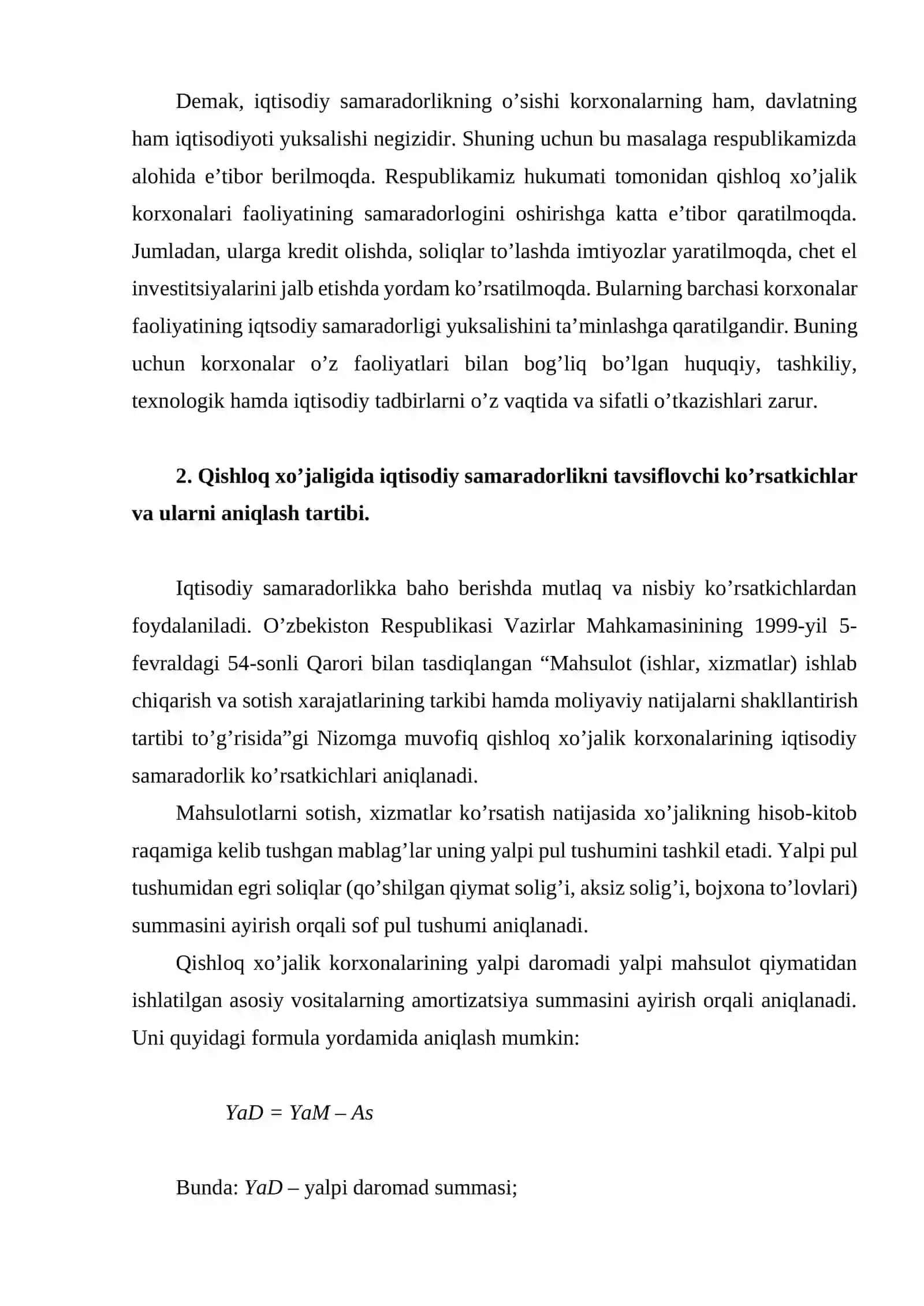 Qishloq xo'jaligi tarmog'ining iqtisodiy samaradorligini oshirish yo'llari 3