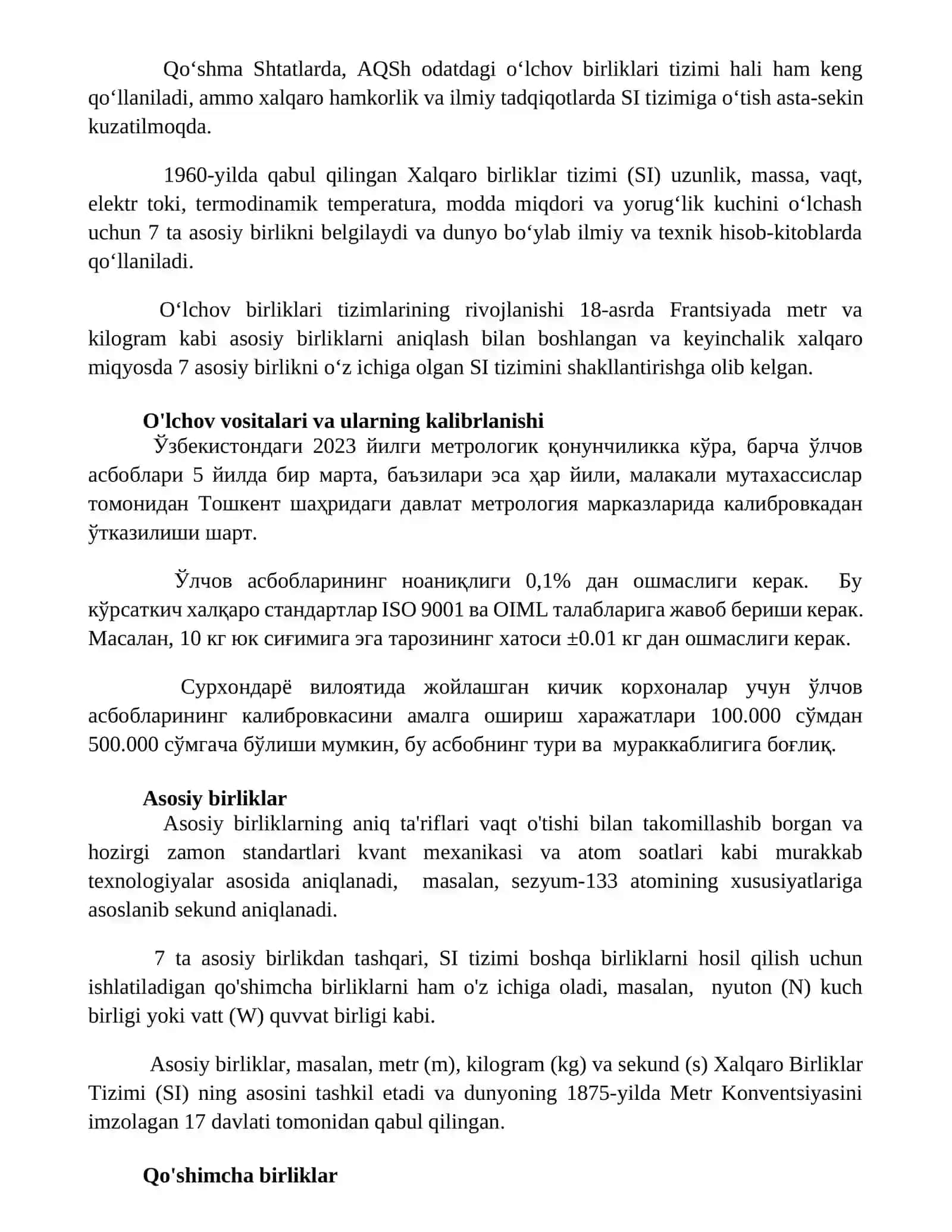 Kattalik birliklari va kattalik birliklarining etalonlari 3
