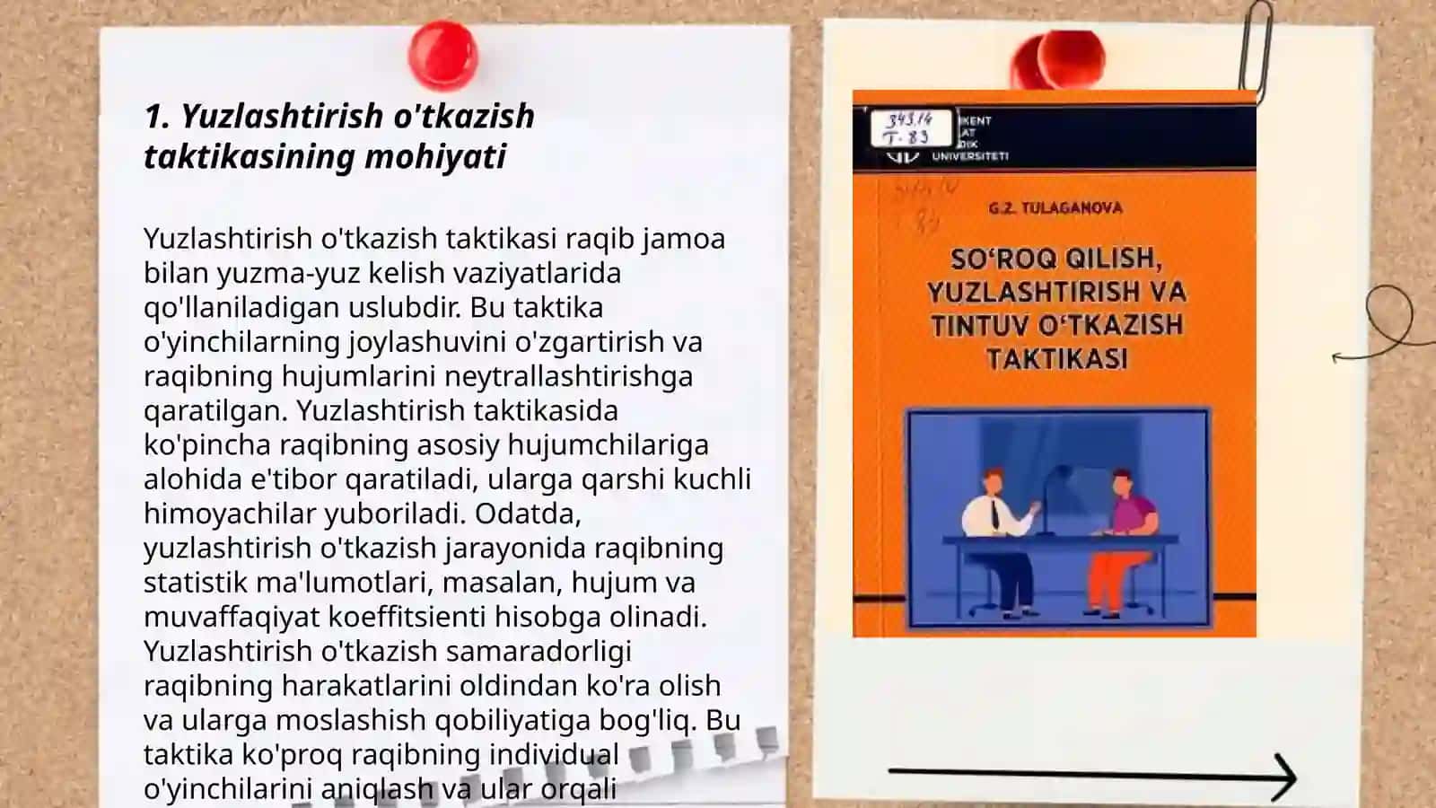 Yuzlashtirish o'tkazish taktikasi 3