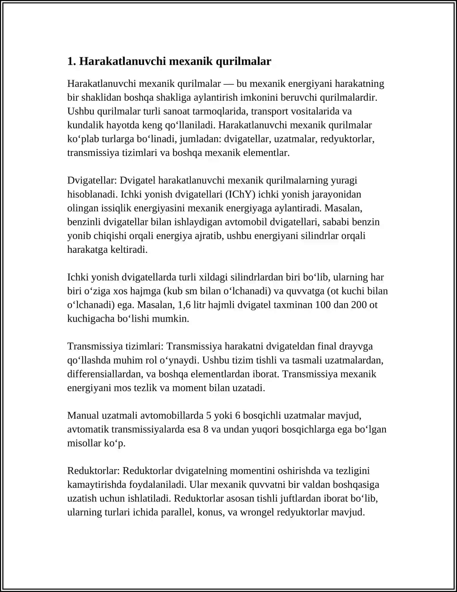 HARAKATLANUVCHI QURILMALAR YASASH.MEXANIKA.MEXANIK BOSHQARUVLI QURILMALAR 3