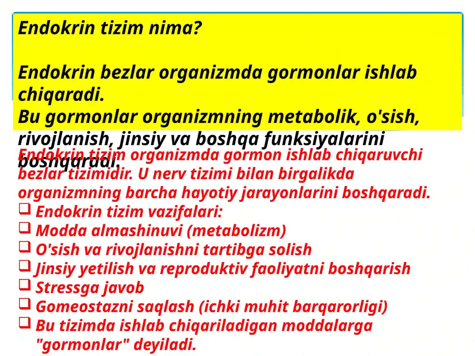 Biokimyo fanidan va endokrin tizimining biokimyosi 3