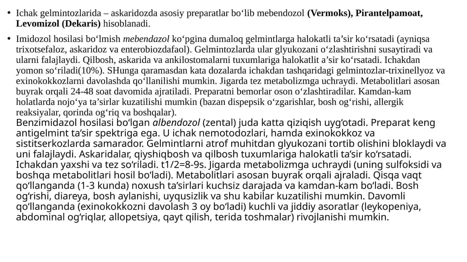 Davolash fakulteti 309-A guruhi talabasi - Xudoyorov Umidning Farmakologiya fanidan 3