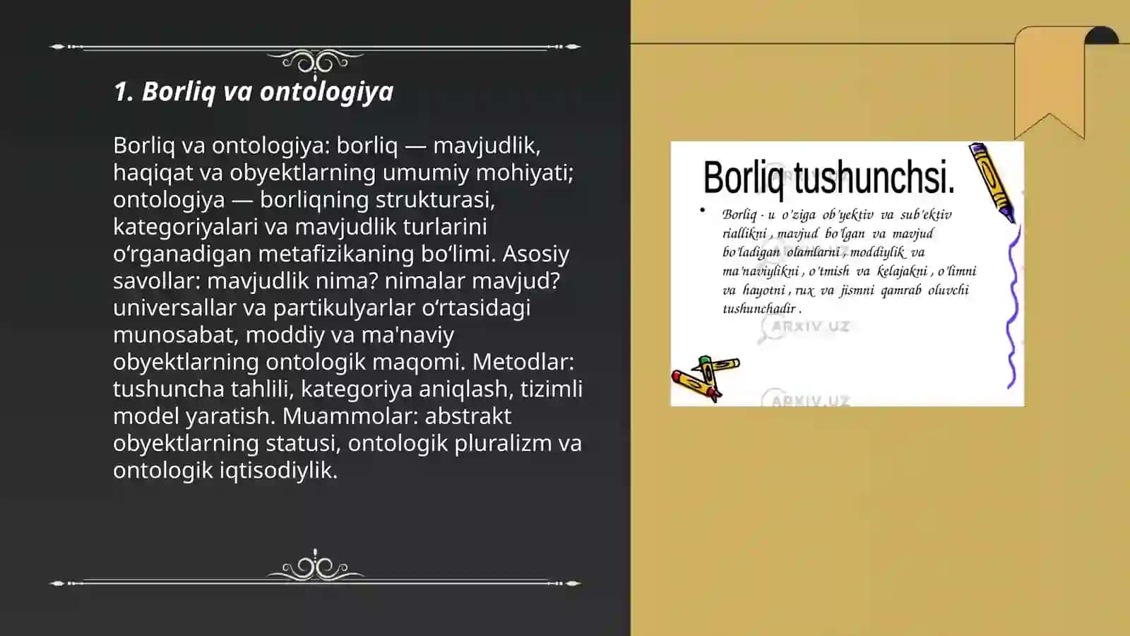 Borliq va ontologiya 3