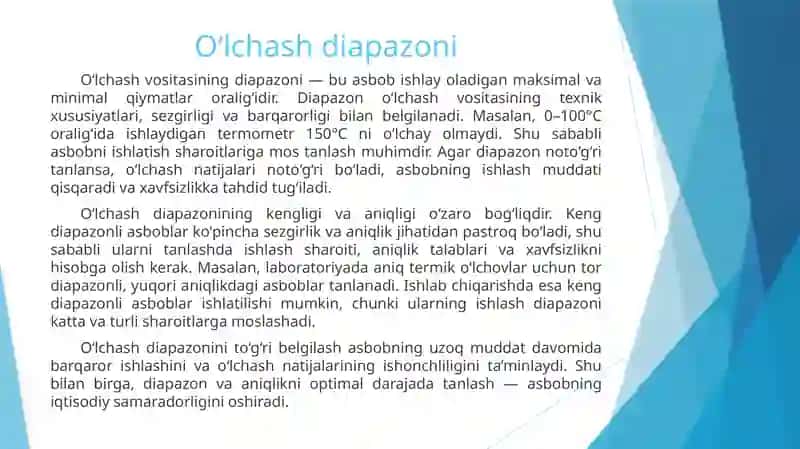 O‘lchashvositalarining metrologik ko‘rsatkichlari 3