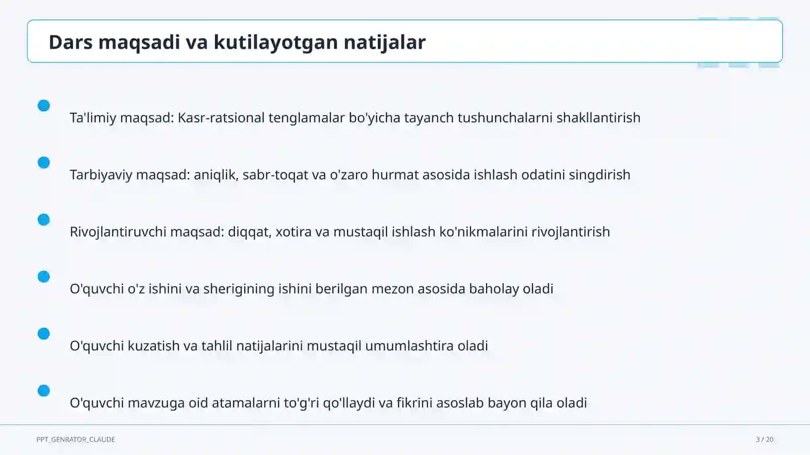 Kasr-ratsional tenglamalar (8-sinf) 3