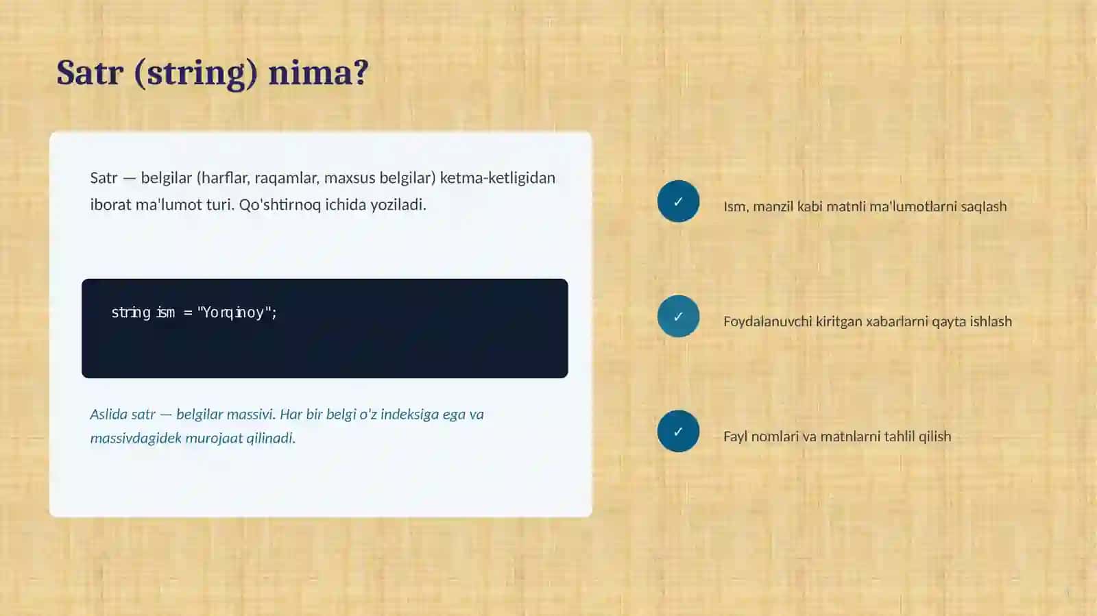 Satrlar ustida oddiy amallar 3