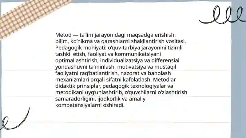 Taʼlim jarayonida metodlarning pedagogik mohiyati 3