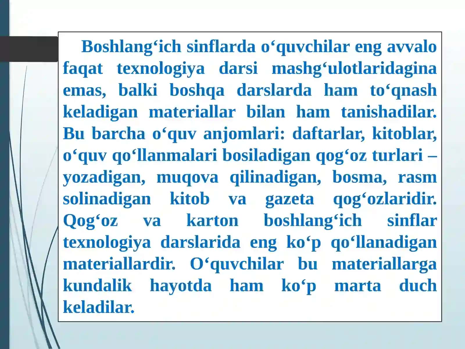 Qog’oz va kartondan bilanishlash darslarining mazmunini tashkil etish metodikasi 3