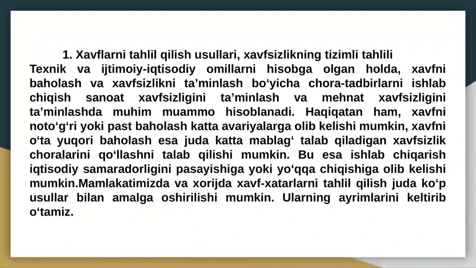 Iqtisodiy va ijtimoiy xavflarni tahlil qilish 3