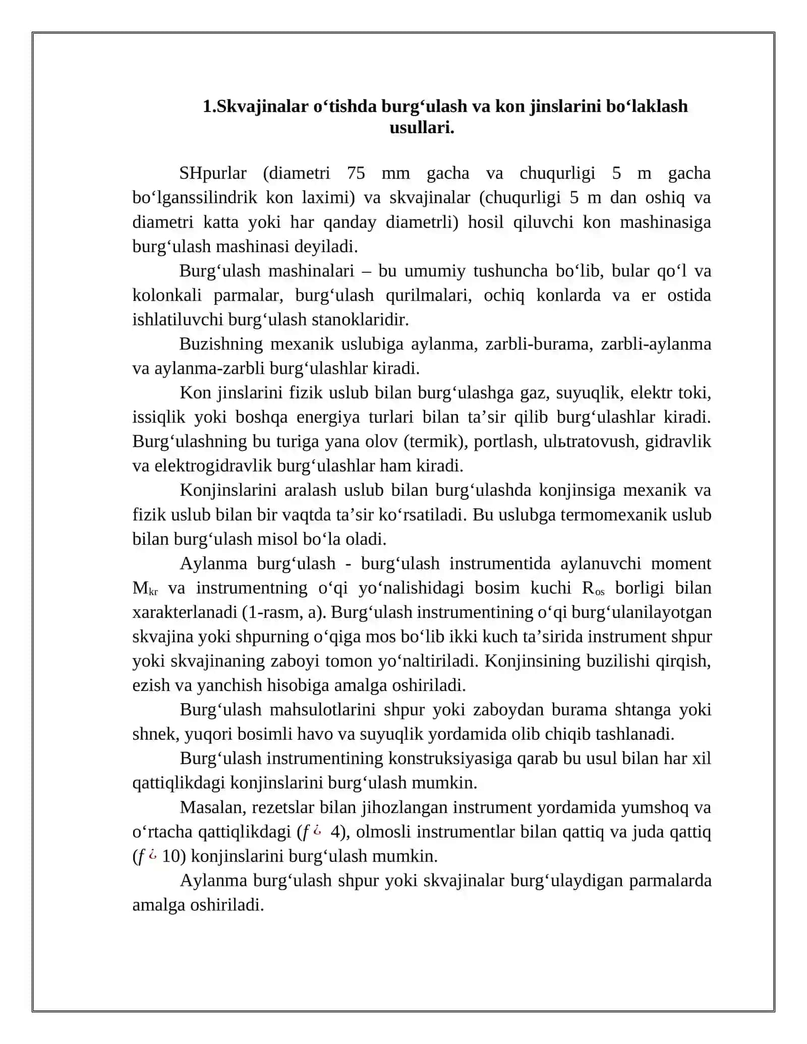 OCHIQ KON ISHLARIDA ISHLATILUVCHI BURG‘ULASH STANOKLARI TURLARI ISHLASH PRINSIPLARI 3