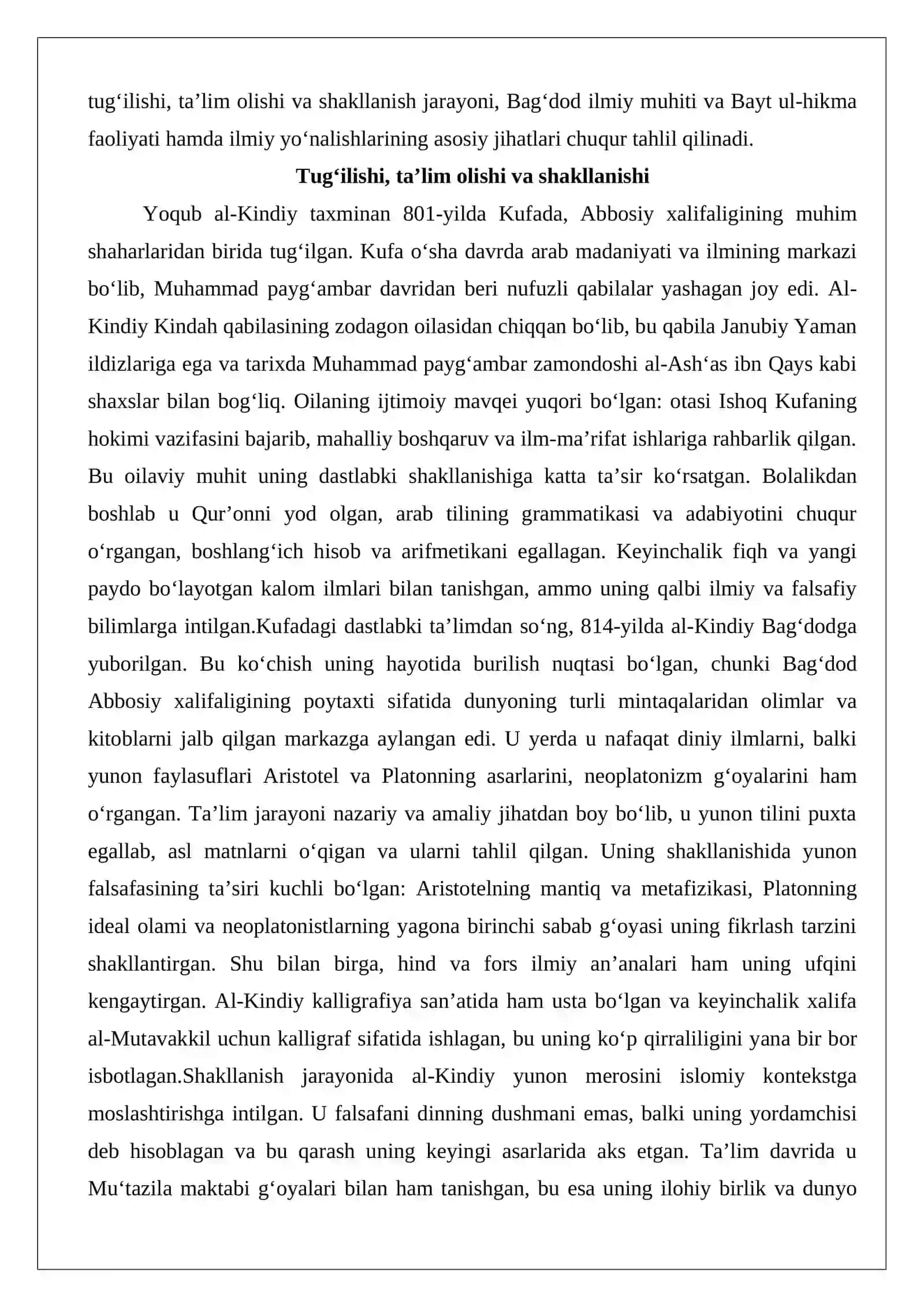 Yoqub al-Kindiy (800–873) 3