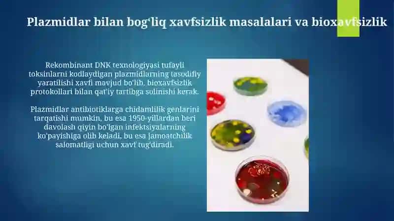 Plazmidlar vaularningqo'llanilishi 3