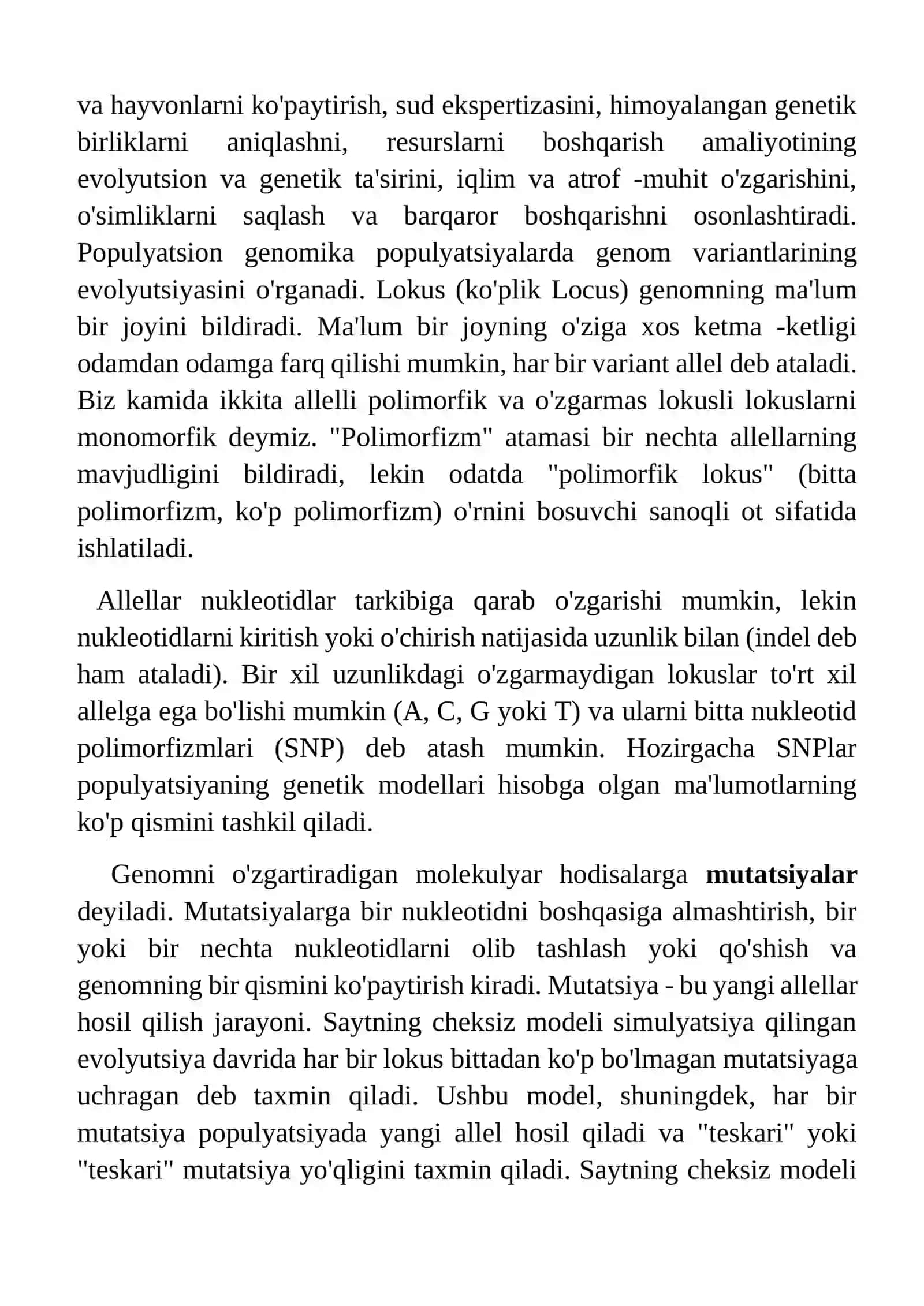 Populyatsiya genomikasi, evolyutsion genomikasi va miqdoriy genomika haqida tushuncha va ularning ahamiyati 3