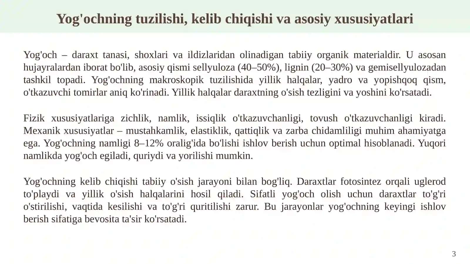 Yog'ochga ishlov berish texnologiyasi va buyumlar tayyorlash 3