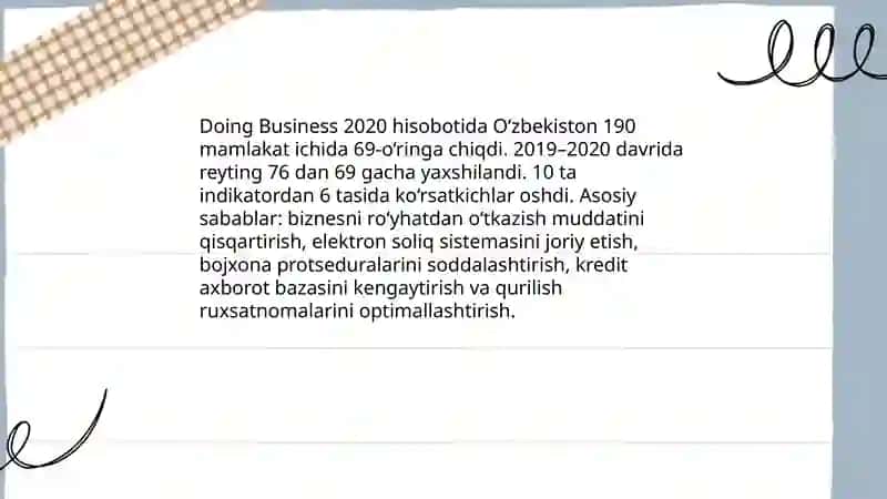Yangi O'zbekiston ijtimoiy-siyosiy,iqtisodiy va madaniy hayotida ro'y berayotgan o'zgarishlarning xalqaro reyting va indekslarda aks etishi 3