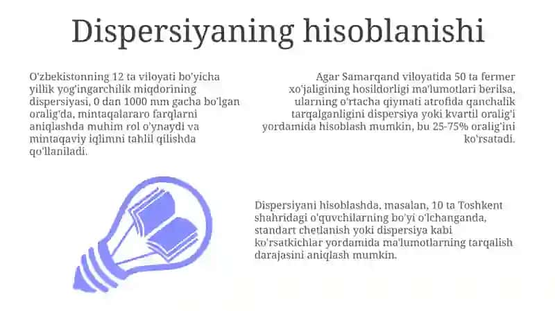 Dispersiyaning matematik xossalari va undan statistikada foydalanish 3
