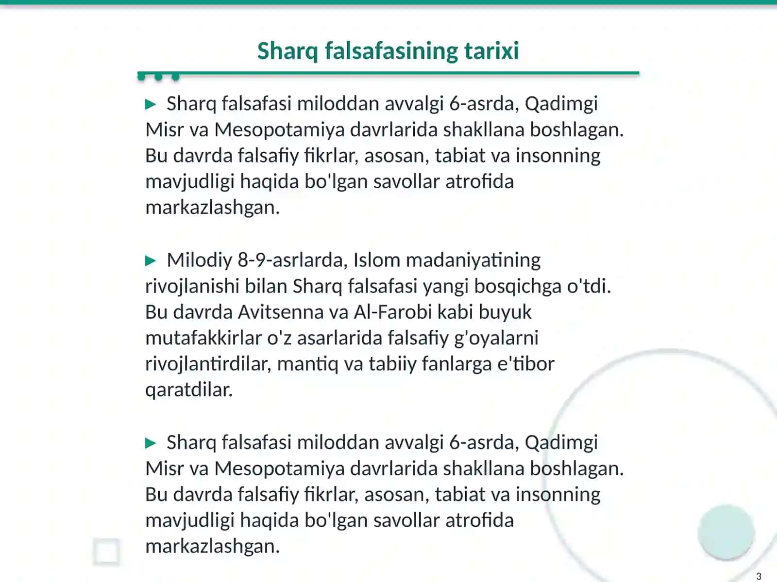 Sharq falsafasi 3
