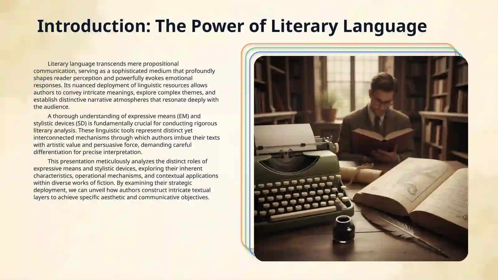 Collect experssive means vs stylistic devices from fiction books.Explain the usage in different context 3